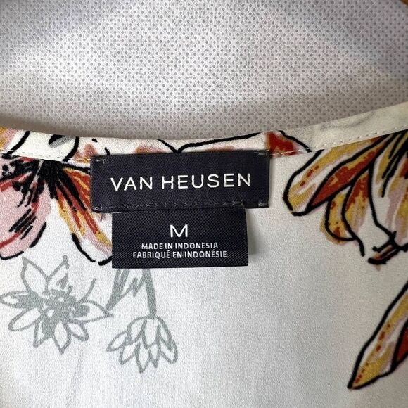 Van Heusen Floral Print Lightweight Sheer Blouse Medium Cottage Core - Picture 7 of 9